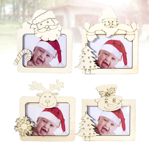 MLINS Chic Christmas Photo Frame for Home Decor Assorted Color Timber 4pcs