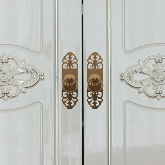 MLINS Chinese Style Golden Brass Cabinet Pull Handle for Home Use Furniture Retro Design 1 Set