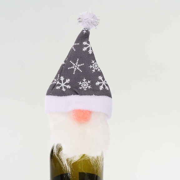 MLINS Christmas Bottle Sweater Gnome Wine Covers Decorations Elder Grey