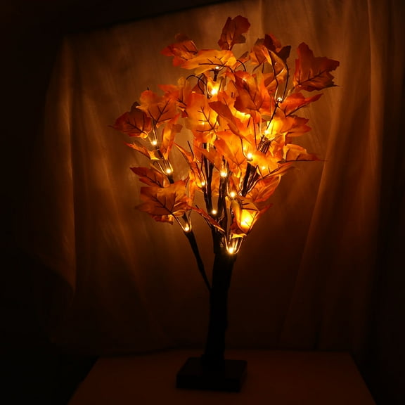 MLINS Christmas Desk Lamp with Maple Leaves Decorative Design Creates Warm Atmosphere for Home Decoration 24 LEDs Orange PVC