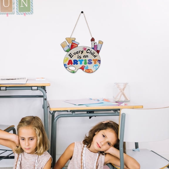 MLINS Classroom Hanging Sign DIY Door Hanger Signs Painter Art Palette Wooden Wall Decorations Colorful Wood Sign Decor For Home Decor Ornaments Wooden Signs For Crafts