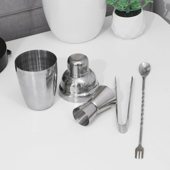 MLINS Cocktail Shaker Set with Stainless Steel Mixer Tools for Bartender Use in Bars Restaurants Silver 4pc