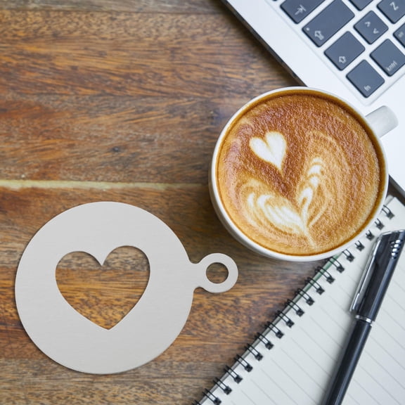 MLINS Coffee Art Stencils Stainless Steel Templates for Mousse Cut Cake Birthday Cake Coffee Heart Pattern 2pcs