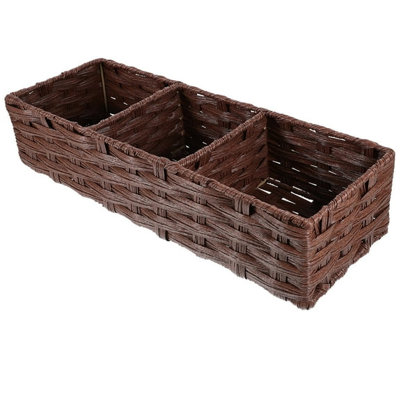 MLINS Coffee Plastic and Metal Storage Basket with Divided Compartments for Organized Home