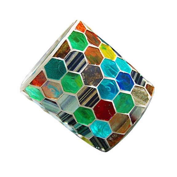 MLINS Colorful Glass Candlestick Geometric Shaped Holder for Home Party Decorations 1PC Multi