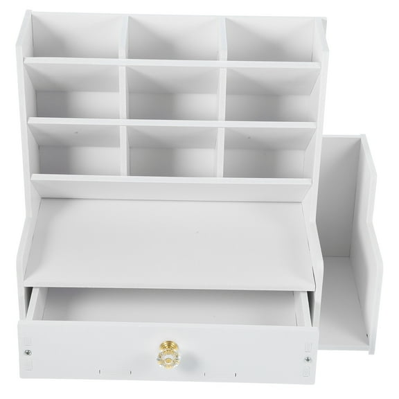 MLINS  Compartment Pen Organizer for Desk Plastic Collapsible Drawer Office Organization Bin Student White