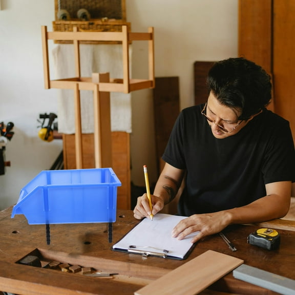 MLINS Component Plastic Boxes Warehouse Supplies Collapsible Handle Blue