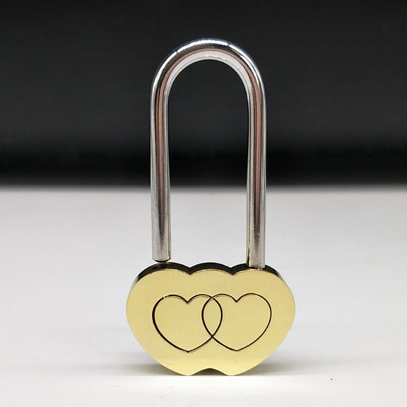 FOMIYES Vintage Heart Shape Padlock No Key Permanent Locking 1Set 3.7 x 1.9 x 0.3in