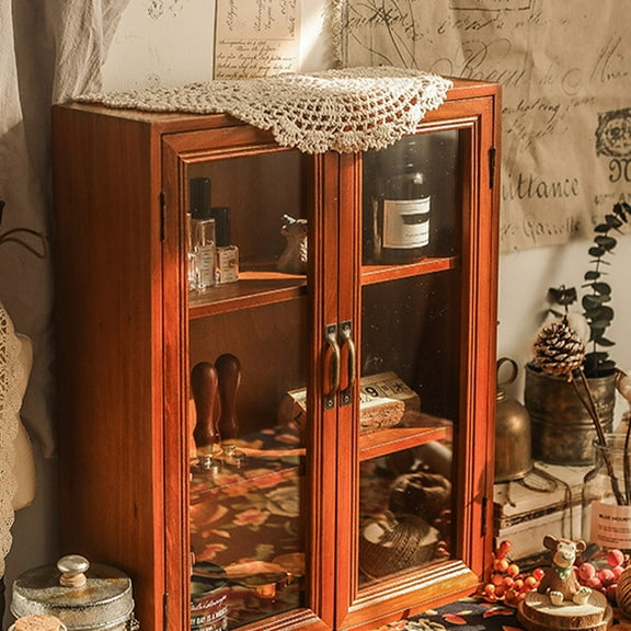 MLINS Cosmetic Storage Organizer Cabinet for Sundries Light Brown