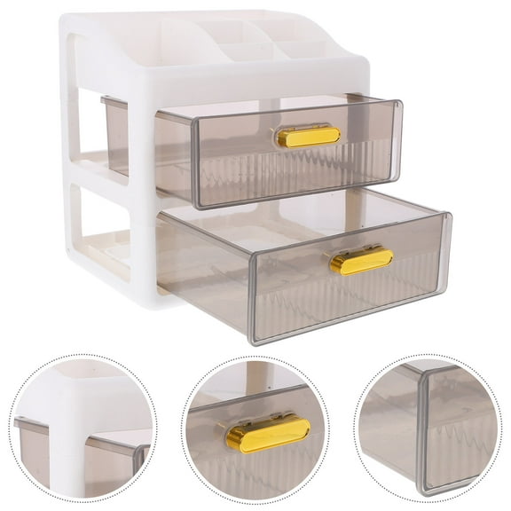 AURARMLET Transparent Drawer Box Rectangular Shape For Small Items Office 1Pcs 8.5X8.3X6.5in