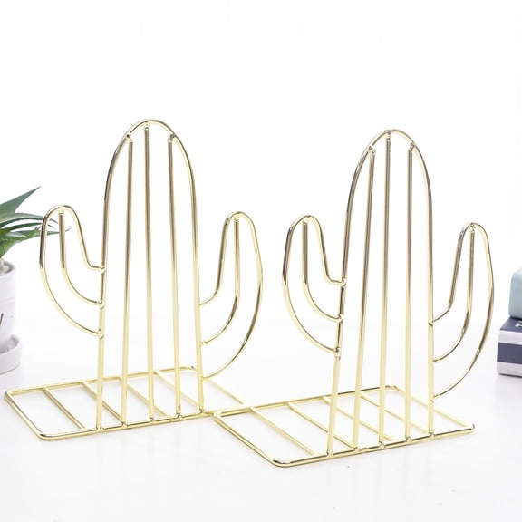 MLINS  Creative Book Holder Bookshelf Office Desk Accessories Shelves Golden