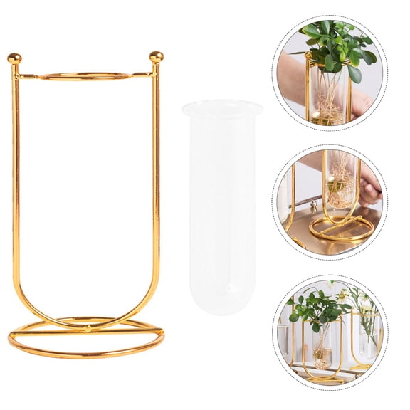 MLINS Creative Flower Vase Tube Bottle Garden Terrarium with Plants Golden