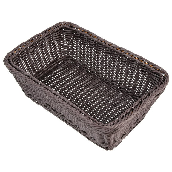 MLINS Creative Imitation Woven Basket for Storage Use Coffee Color Plastic 10 x 6 x 5 Inches