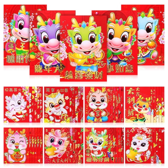 MLINS Creative Red Packet with Cute Cartoon Dragon Design for Chinese New Year Gifts and Storage Use Made of Copper Plate Paper
