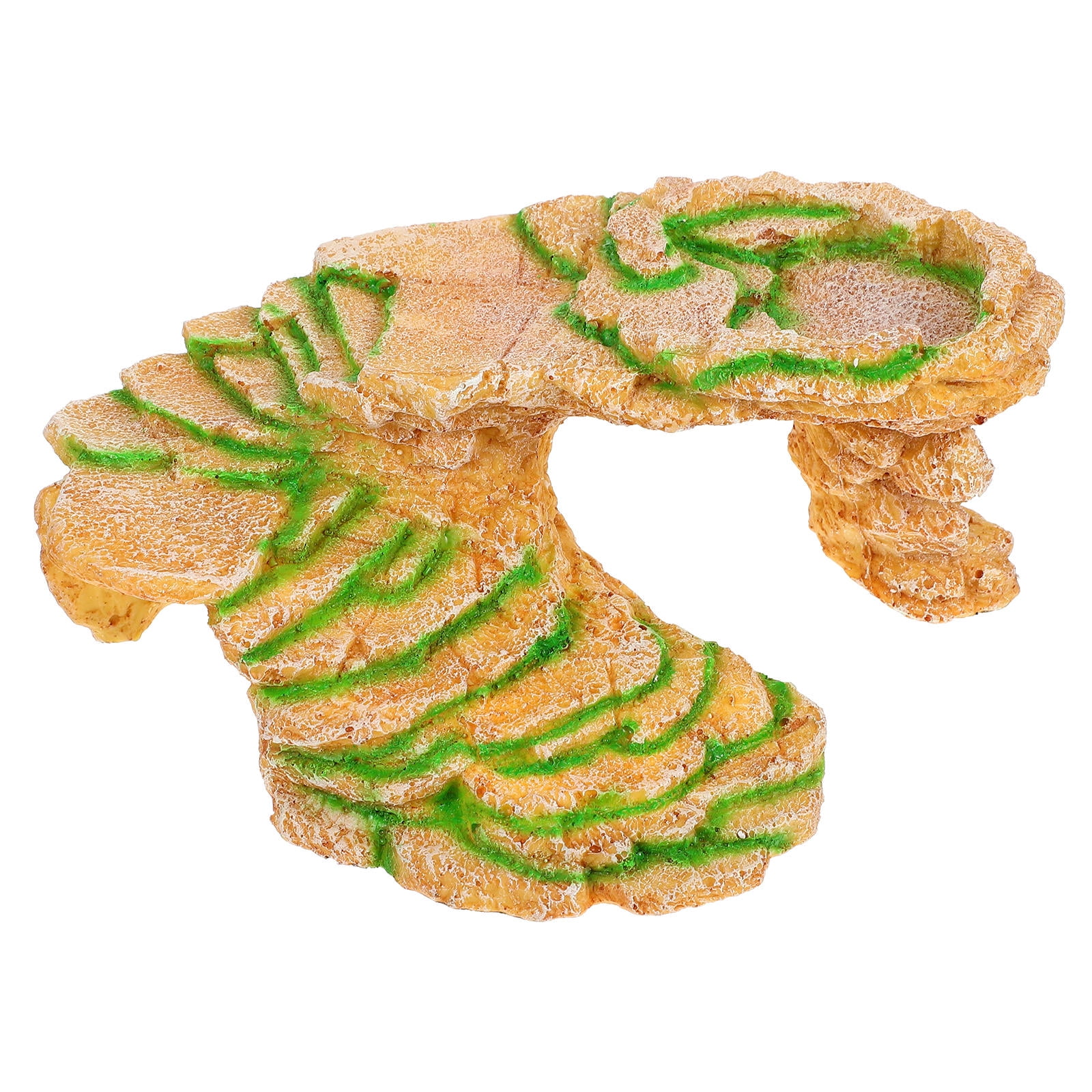 Reptile Basking Platform with Lifelike Details for Decor Khaki Resin 7 inch