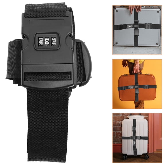 MLINS Cross Style Suitcase Luggage Belt Stripe with 3- Combination Password Lock (Random Color)