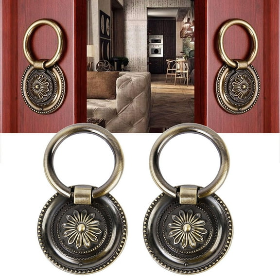 MLINS Cupboard Drawer Pull Ring Handle Knob in Antique Brass for Kitchen Cabinet and House Decoration