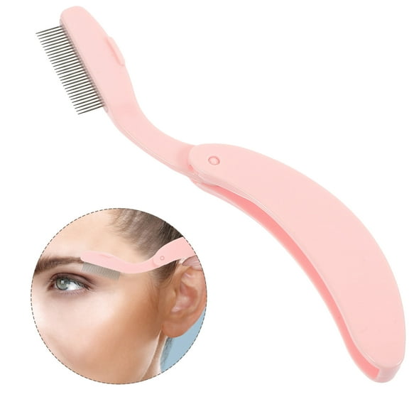 MLINS Curved Eyebrow Comb with Plastic Handle and Metal Teeth for Eyebrows and Eyelashes Beauty Tool Folding Lash and Brow Makeup Brush 1 Set Random Color