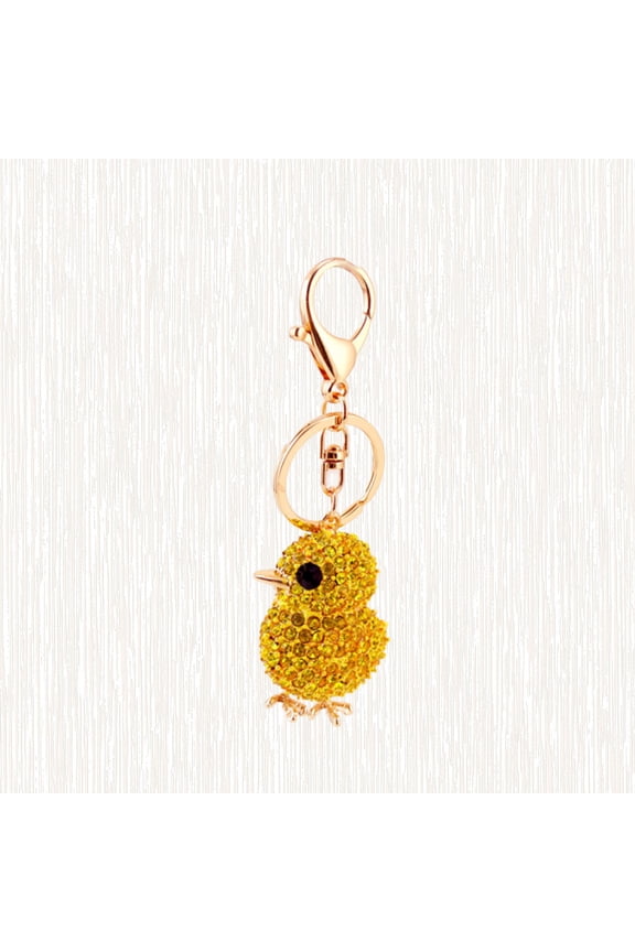 Small Chicken Keychain Zinc Alloy Rhinestone Young Adults Handbag Pendant 1Pcs 2x1.4in
