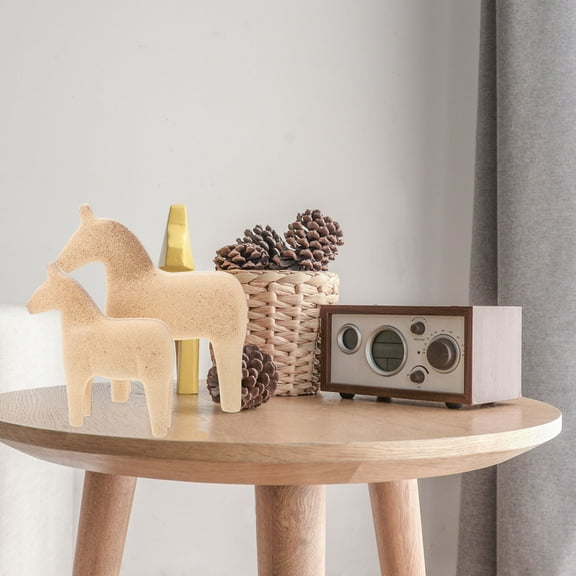 MLINS DIY Paintable Brown Horse Model Craft Set for Kids and Adults 2 Pcs Wooden Toy