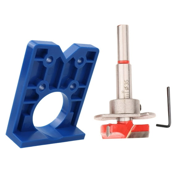 MLINS Concealed Hinge Drill Bit and Guide Set for Woodworking with Removable Depth Stop and VLocator Assorted Color 35mm