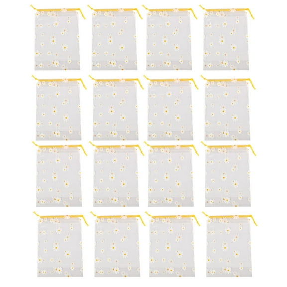 FONWILYO Daisy Stringing Pouch Yellow Transparent 25Pcs 9.8X7.1X0.08In