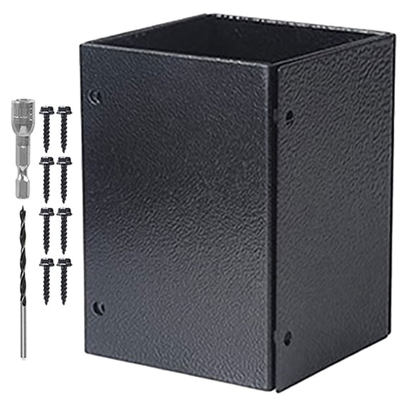 MLINS  Deck Base for Wooden Mailbox Railing Posts Replacement Protector Black