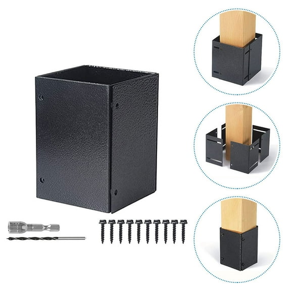 MLINS Deck Base for Wooden Mailbox Railing Posts Replacement Protector Black