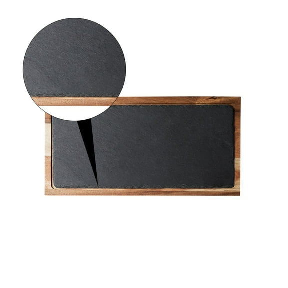 MLINS Decor Wooden Tray Dishes Arrangement Log Tray 38X19.5CM Black