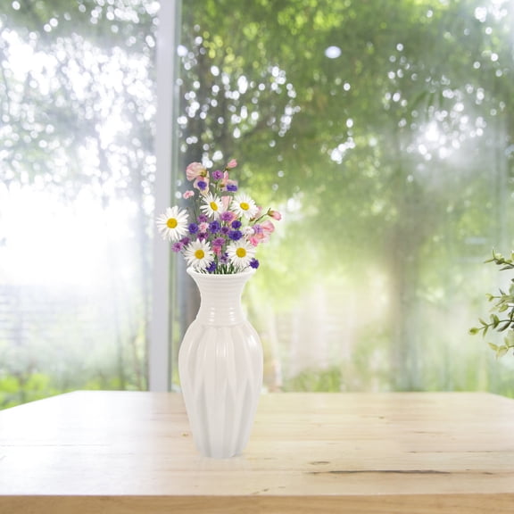 MLINS  Decorative Arrangement White Ceramic Vase Versatile Flower Office