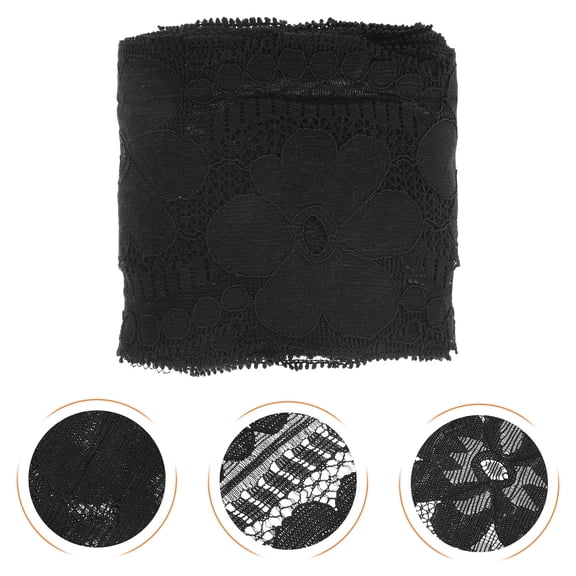 DINHEAROM Black Lace Trim Polyamide Yarns 1 Set 3 Inch Width 197 Inch Length