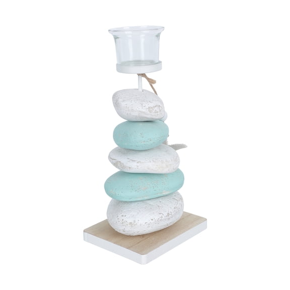 FOMIYES Tabletop Decor Creative Stone Candlestick Holder Sky Blue 1Pack 8.3x4.9in
