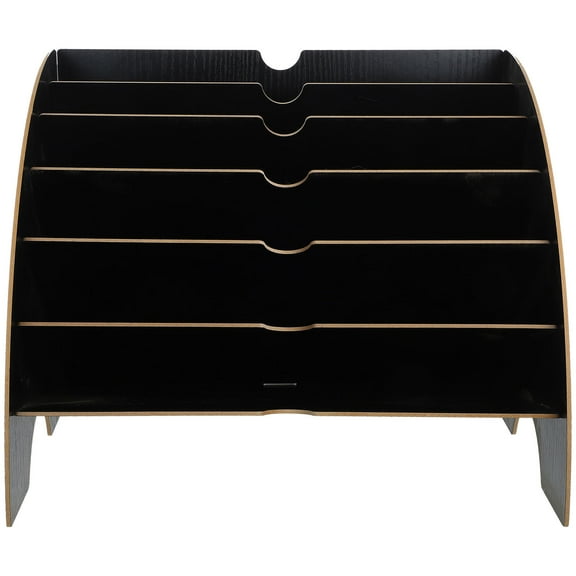 MLINS Black Desktop File Organizer and Book Display Rack for Office and Home Storage, Multi-Functional Desk Organizer