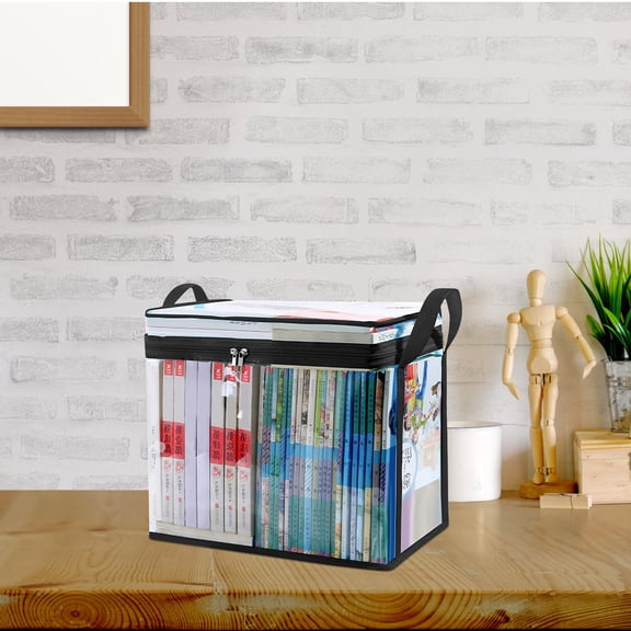 PTOOTP Black Office Storage Box for Books and Files, Organizer with Vertical and Horizontal Versatile Use