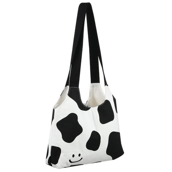 MLINS Durable Canvas Tote Bag for Shopping with Unique Cow Pattern Design and Magnetic Snap Closure Assorted Color