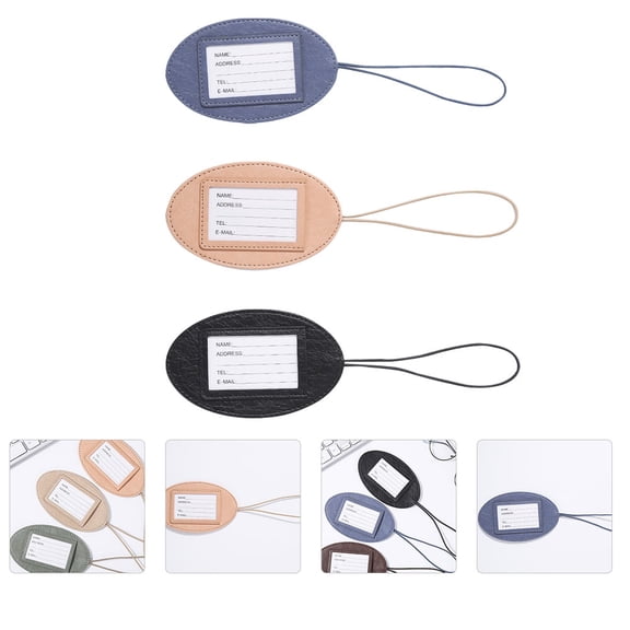 MLINS Durable PU Luggage Tags for Suitcase Use Easy to Use and Lightweight 3 Pieces Assorted Color