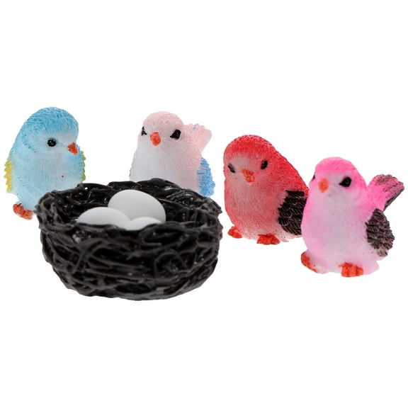 AURARMLET Bird Figurines Pink Resin 1 Set 1.5x0.6in