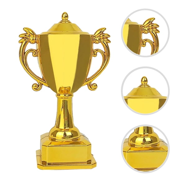 MLINS Elegant Golden Mini Trophy Cake Topper for Decoration Reusable PP Material Fits All Cakes 6 Pieces