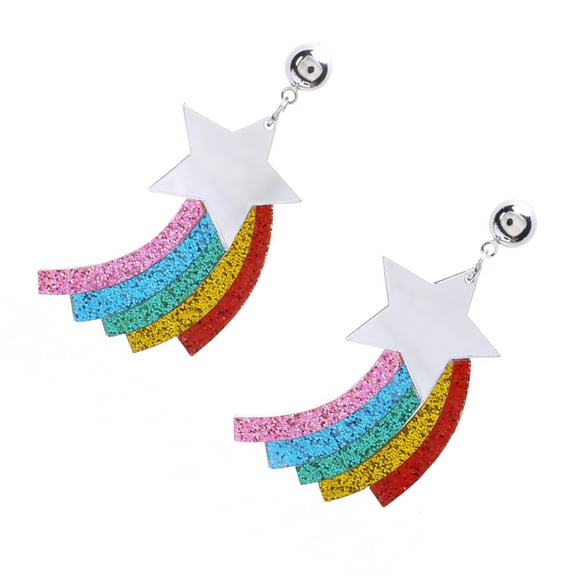 DINHEAROM 1Pair Eye-Catching Multi Color Star Earrings Designed for Stylish and Original Fashion Wear