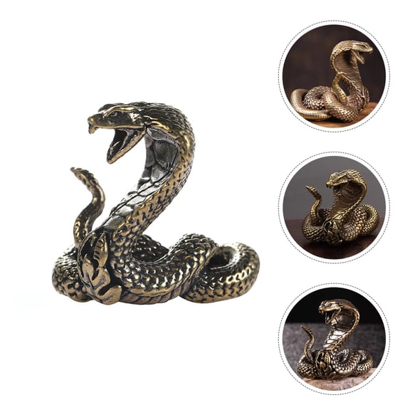 YUYUETIME Brass Snake Figurine Ornament with Retro Style for Desktop and Tabletop Elegant Golden Decor