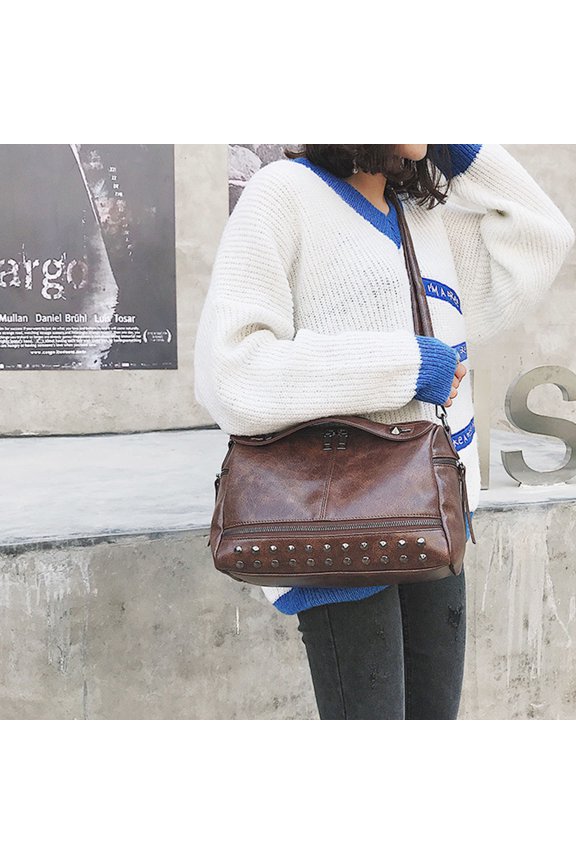 MLINS Fashion Crossbody Bag Rivet Handbag Creative Shoulder Bag for Women Ladies (Coffee)