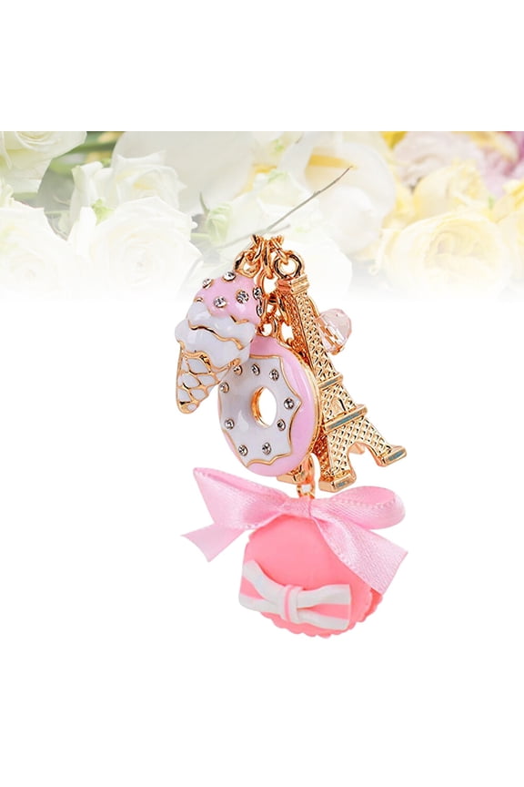 Fashion Macarons Cake Keychain Key Chain Key Ring Bag Pendant Handbag Jewelry Gifts (Pink)
