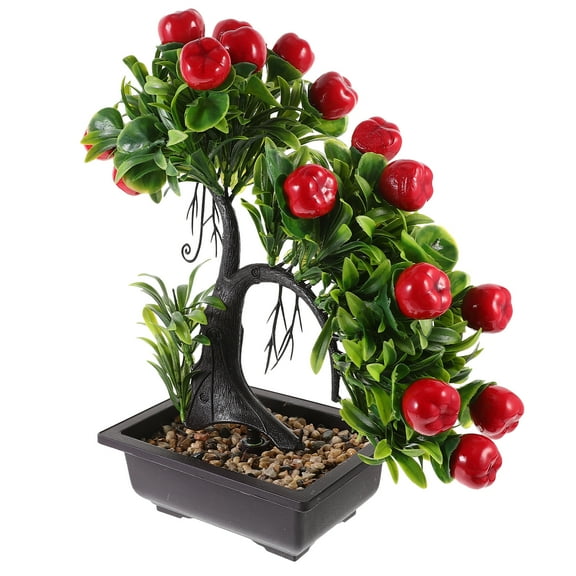 MLINS Faux Potted Apple Tree Artificial Potted Plant Decoration Home Fake Bonsai Apple Tree
