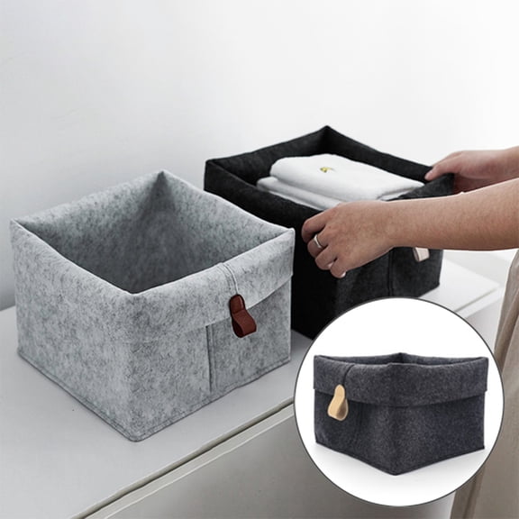 PTOOTP Black Felt Storage Basket Desktop Organizer for Books, Magazines, Office Supplies, and Home Use