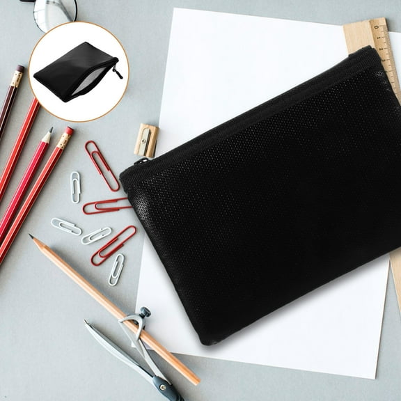 MLINS  Fireproof File Bag Mesh Zipper Pouch Folder Wallet Documents Black