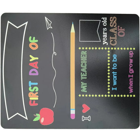 MLINS First Day of Preschool Sign Reusable Chalk Board for School Photo Props Density Board Multi Color 7.8 x 5.9 Inches