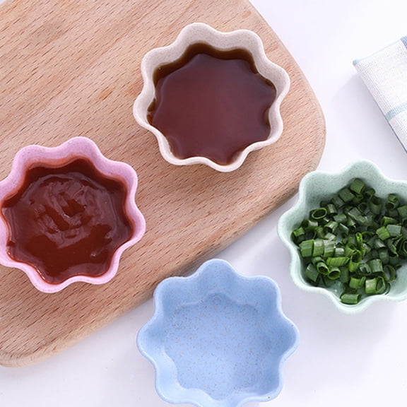 MLINS Flower Shape Seasoning Dish Made of Wheat Stalk for Home Use Assorted Color