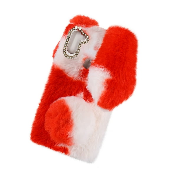MLINS Fluffy Phone Cover in Red TPU Material for Phone Perfectly Compatible and Protective with One Piece Design