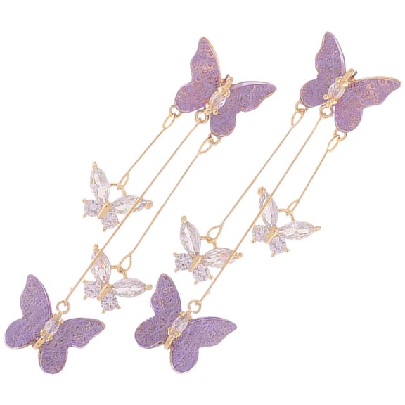 MLINS  French Sweet Crystal Butterfly Long Earrings Fairy Trendy Miss