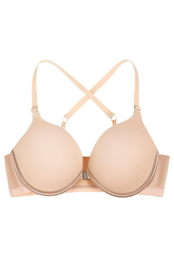 Front Closure Push Up Bras Clasp For Women Woman Miss Beige
